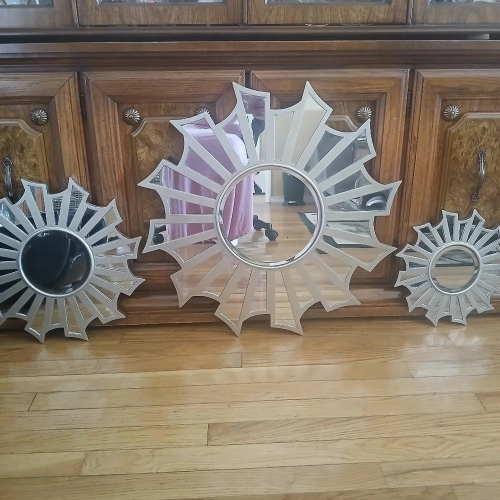 Silver Abstract Style Glass Decorative Mirrors​​​